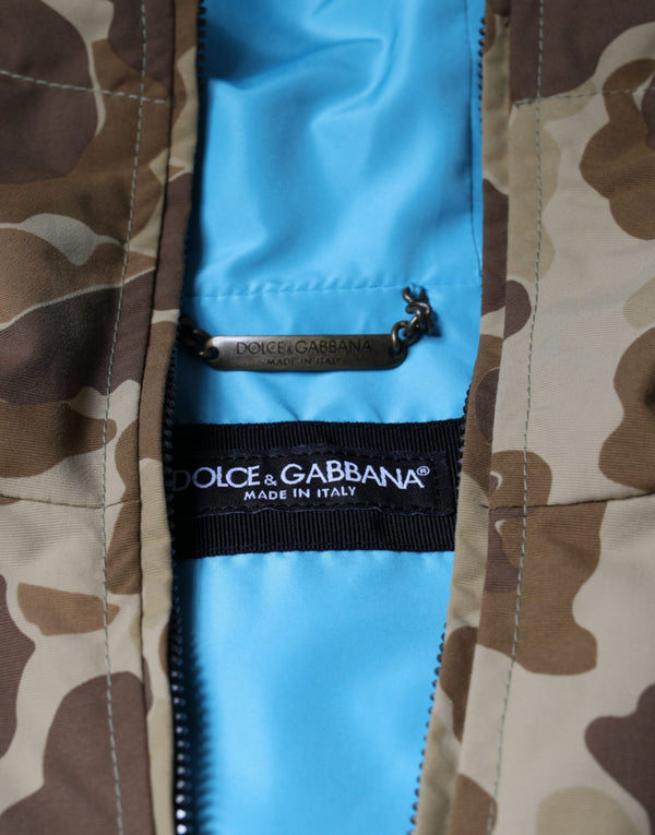 Dolce & Gabbana Brown Camouflage Hooded Pullover Jacket