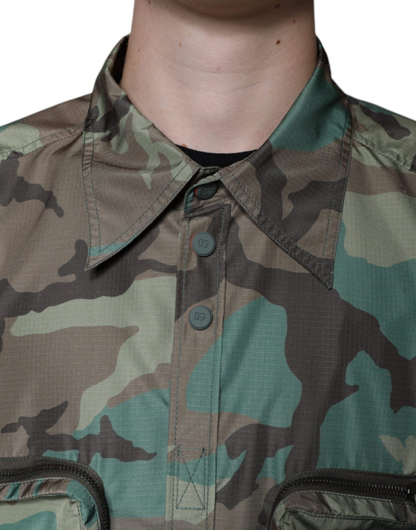 Dolce & Gabbana Multicolor Camouflage Button Down Shirt