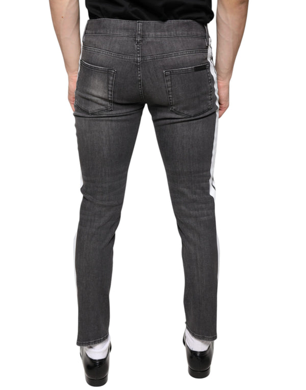 Dolce & Gabbana Black Tattered Cotton Skinny Men Denim Jeans