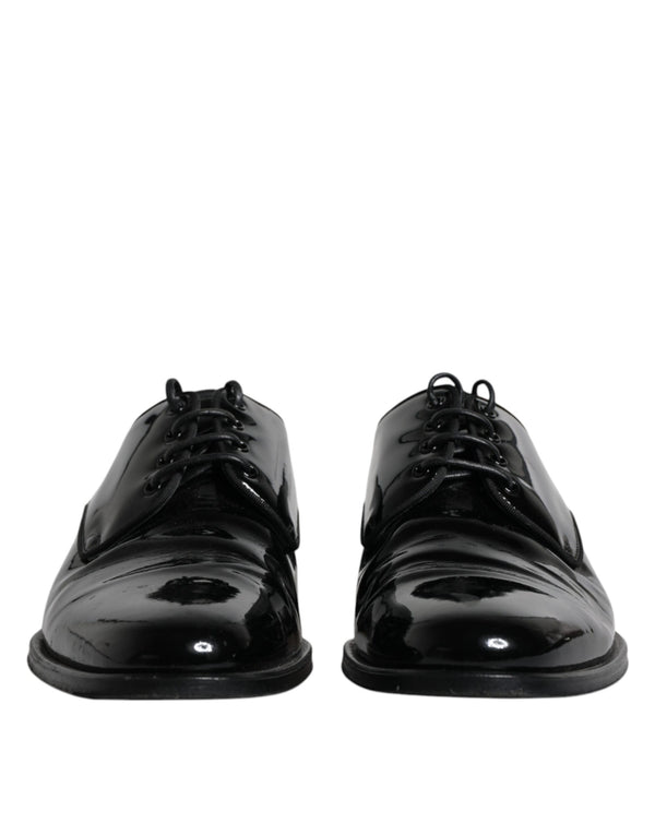 Dolce & Gabbana Black Leather Lace Up Men Derby Formal Shoes