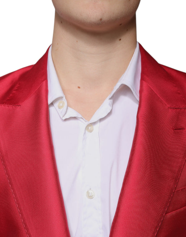 Dolce & Gabbana Red Polyester Single Breasted Formal Suit