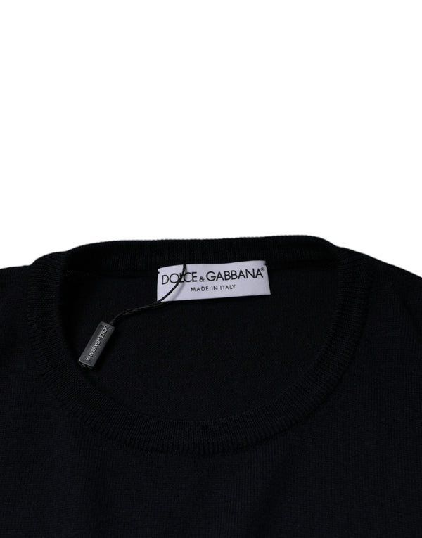 Dolce & Gabbana Black Wool Crew Neck Men Pullover Sweater