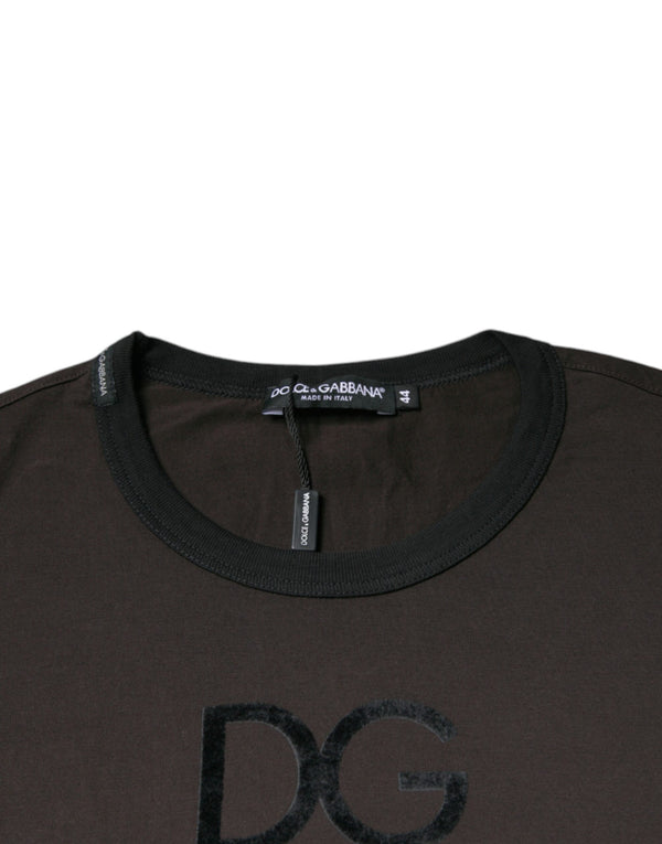 Dolce & Gabbana Brown Logo Cotton Crew Neck Pullover Sweater