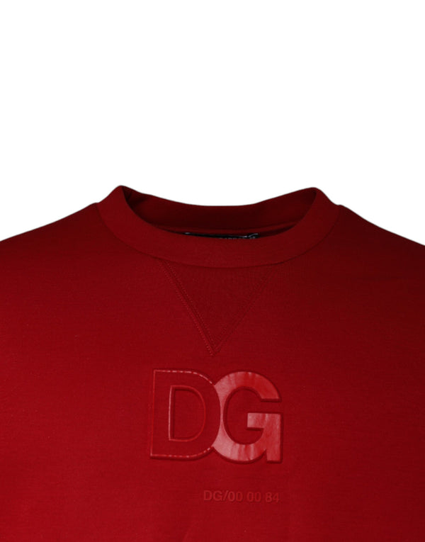 Dolce & Gabbana Maroon DG Logo Cotton Men Sweatshirt Sweater