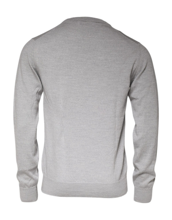 Dolce & Gabbana Light Gray Wool Crew Neck Pullover Sweater