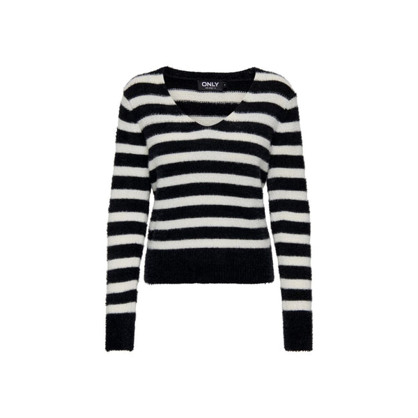 Only Black And White Polyester Sweater