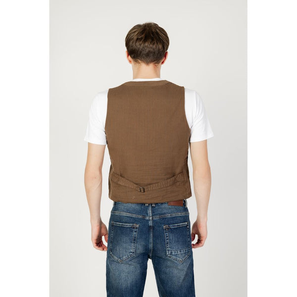 Gianni Lupo Brown Cotton Vest