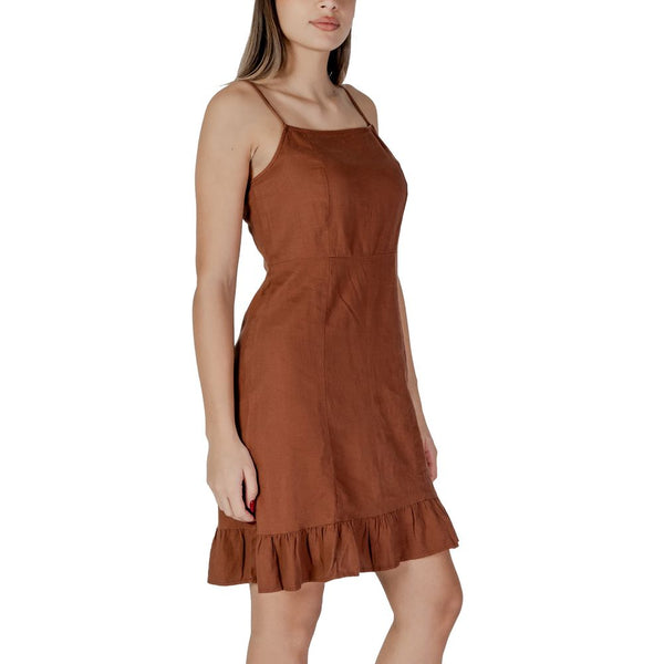 B.Young Brown Linen Dress