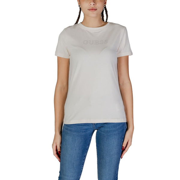 Guess Active Cream Cotton Tops & T-Shirt