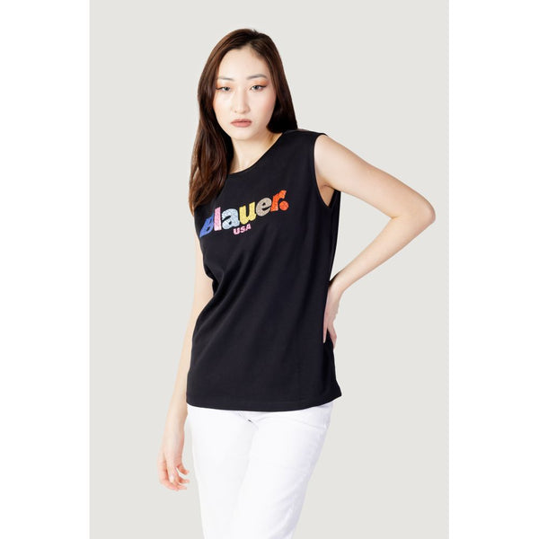 Blauer Black Cotton Tops & T-Shirt