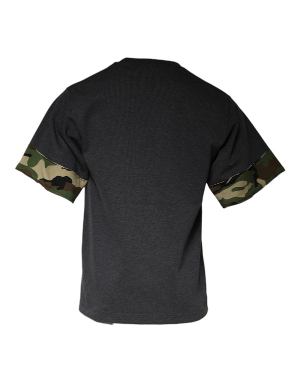 Dolce & Gabbana Dark Gray Camouflage Crew Neck T-shirt