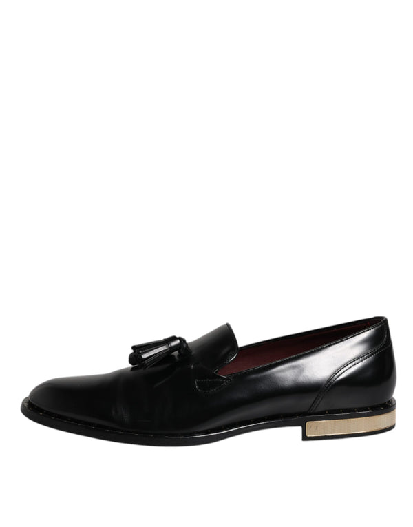 Dolce & Gabbana Black Calf Leather Loafers Mens Dress Shoes