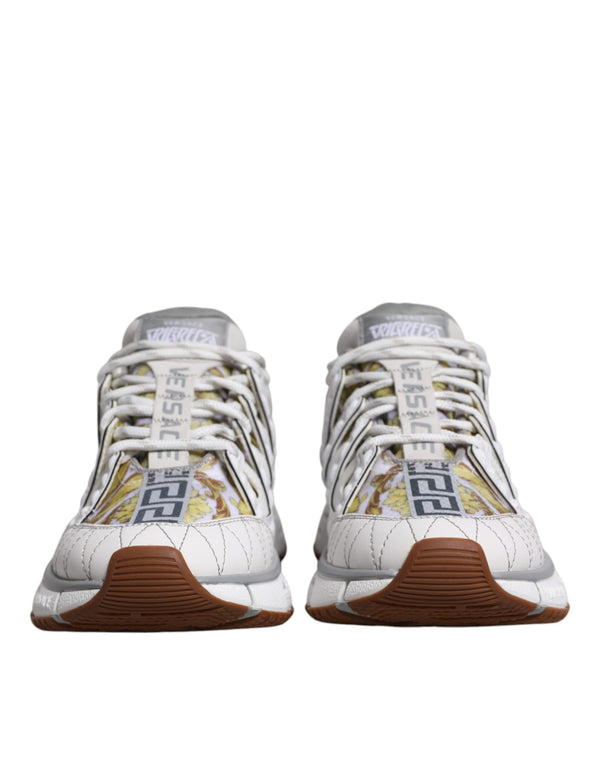 Versace White Trigreca Barocco Print Low Top Sneakers Shoes