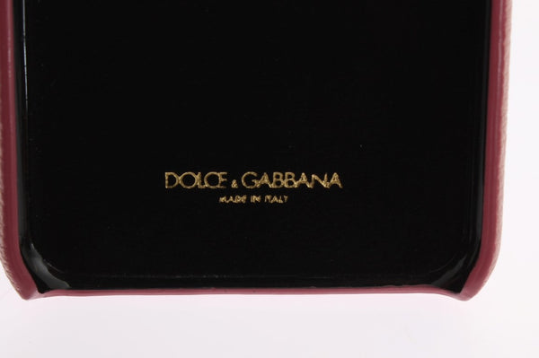 Dolce &amp; Gabbana vaaleanpunainen nahkainen sydänkristallipuhelinkotelo