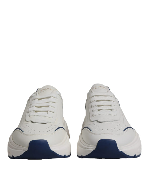 Dolce & Gabbana White Blue DAYMASTER Leather Sneakers Shoes