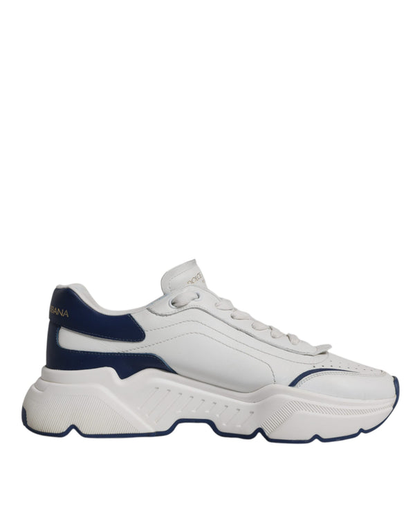 Dolce & Gabbana White Blue DAYMASTER Leather Sneakers Shoes