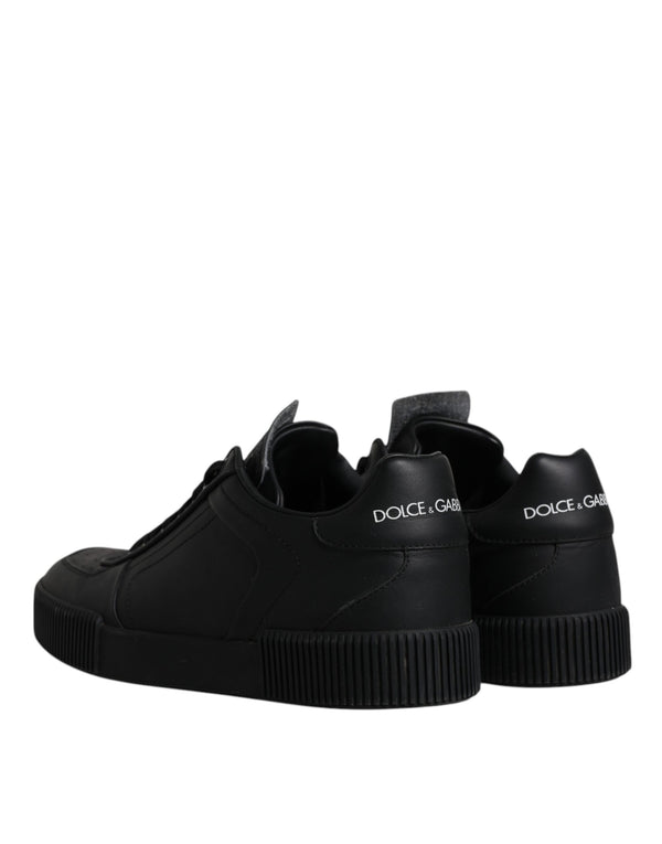 Dolce & Gabbana Black Miami Leather Low Top Sneakers Shoes