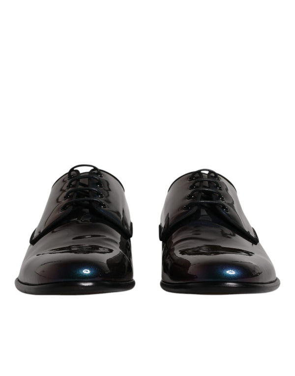 Dolce & Gabbana Peacock Patent Leather Derby Men Dress Shoes