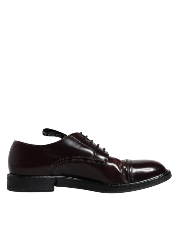 Dolce & Gabbana Bordeaux Leather Derby Formal Dress Shoes