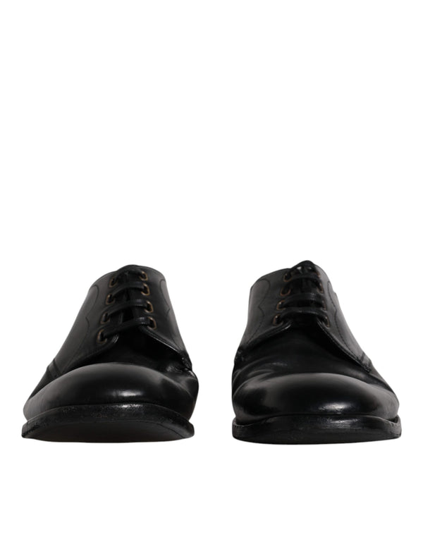 Dolce & Gabbana Black Leather Derby Formal Men Dress Shoes