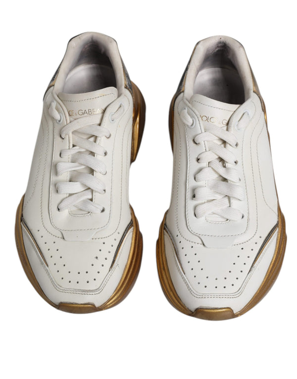 Dolce & Gabbana White Gold Daymaster Low Top Sneakers Shoes