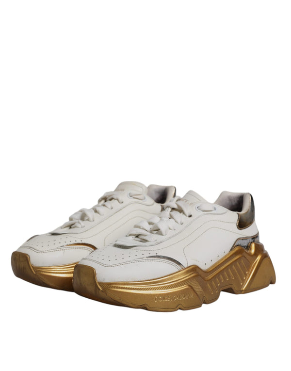 Dolce & Gabbana White Gold Daymaster Low Top Sneakers Shoes