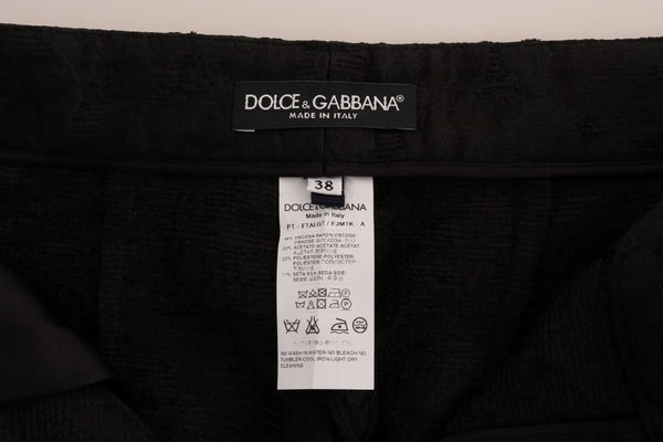 Dolce &amp; Gabbana mustat kukkaiset Brocade Capri -housut