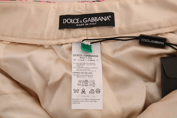 Dolce &amp; Gabbana vaaleanpunaiset kukkaiset Brocade Capri -housut