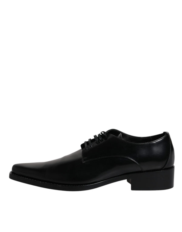 Dolce & Gabbana Black Patent Leather Derby Men Dress Shoes