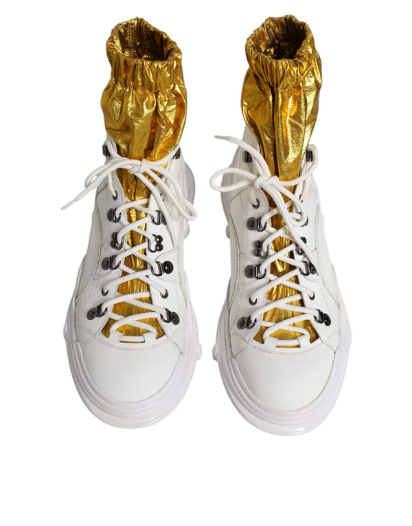 Dolce & Gabbana White Nylon Galileo High Top Sneakers Shoes