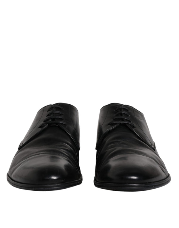 Dolce & Gabbana Black Patent Leather Derby Men Dress Shoes