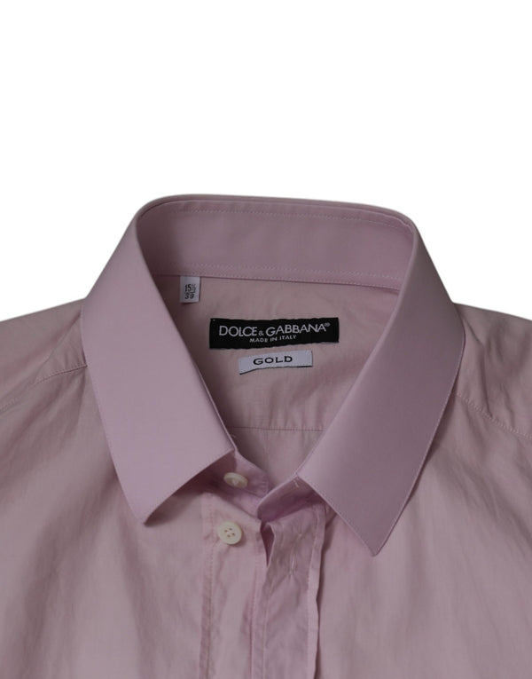 Dolce & Gabbana Light Pink Cotton Slim Fit GOLD Dress Shirt