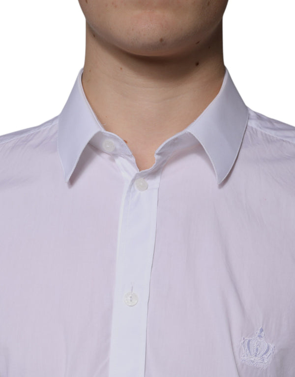 Dolce & Gabbana White Cotton Slim Fit MARTINI Dress Shirt