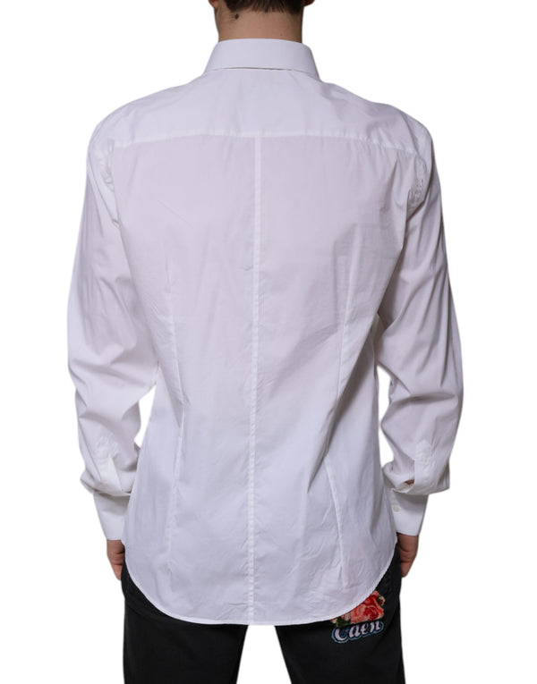 Dolce & Gabbana White Cotton Slim Fit MARTINI Dress Shirt