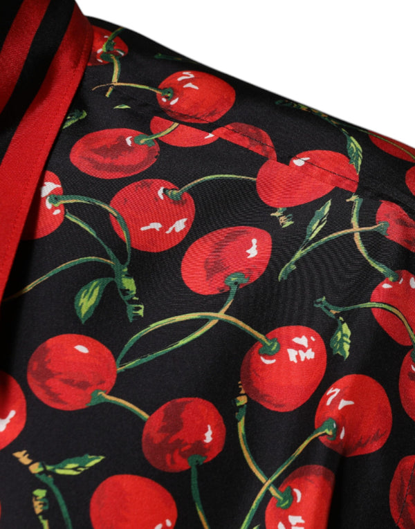 Dolce & Gabbana Black Cherry Silk Button Down Casual Shirt