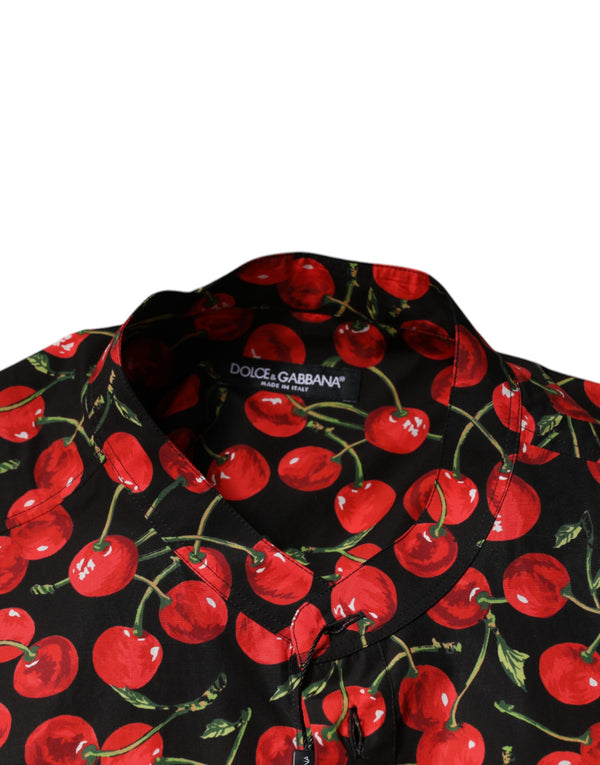 Dolce & Gabbana Black Cherry Cotton Button Down Casual Shirt