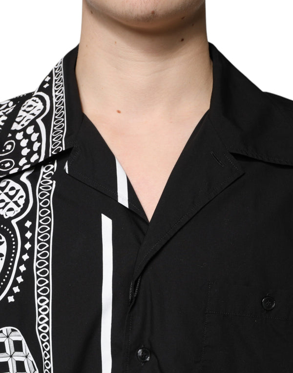 Dolce & Gabbana Black Logo Button Down Short Sleeve Shirt