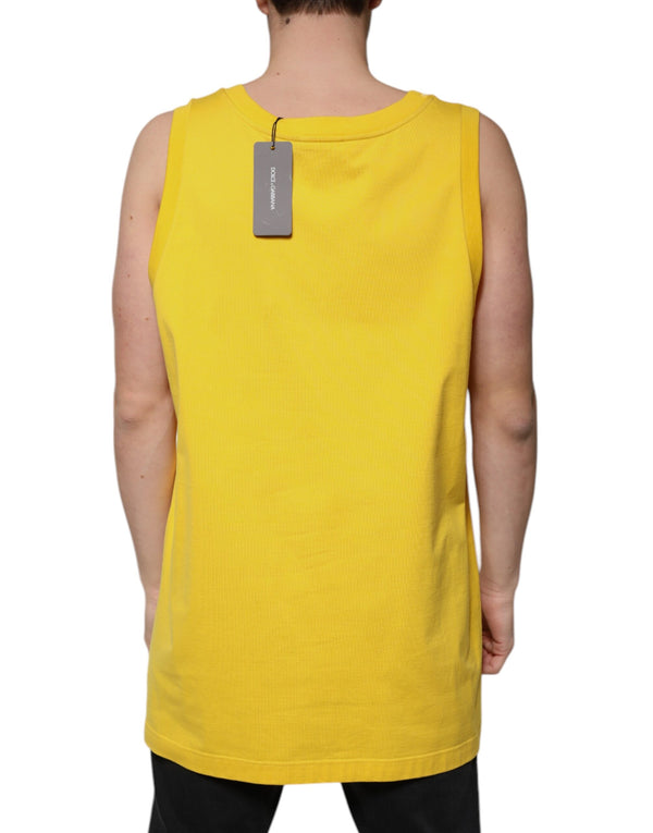 Dolce & Gabbana Yellow Cotton Round Neck Sleeveless T-shirt