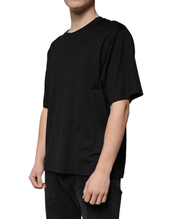 Dolce & Gabbana Black Cotton Crew Neck Short Sleeves T-shirt