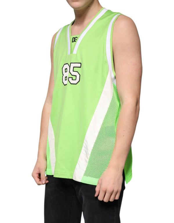 Dolce & Gabbana Green Polyester Jersey Sleeveless T-shirt