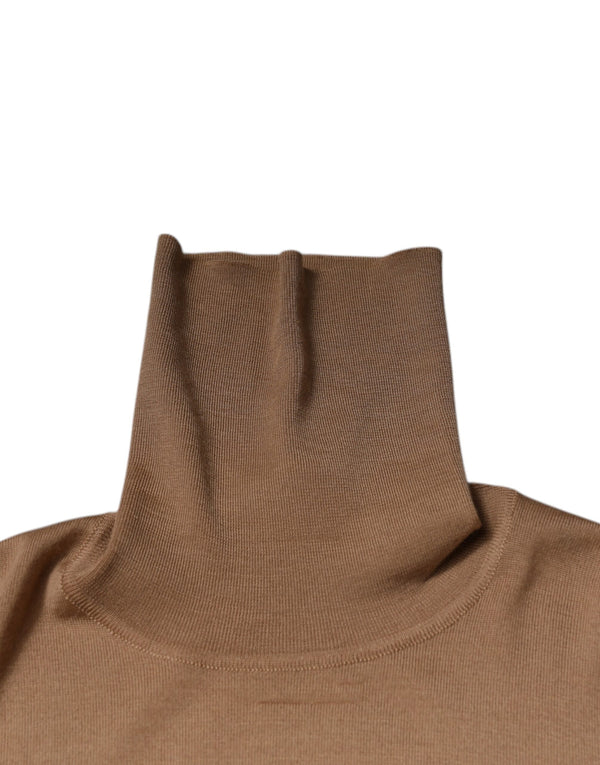 Dolce & Gabbana Brown Turtleneck Long Sleeve Pullover Sweater