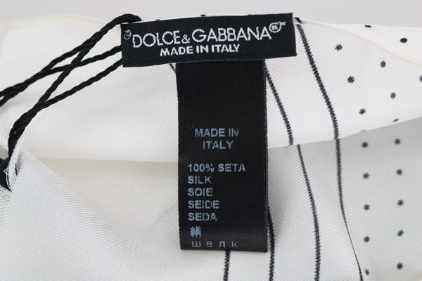 Dolce &amp; Gabbana valkoinen pilkullinen silkkihuivi