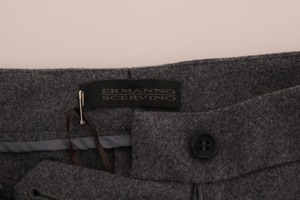 Ermanno Scervino Grey Wool Stretch Slim -housut