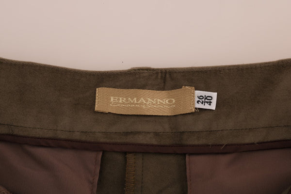 Ermanno Scervino Brown Velvet Bermuda Shorts