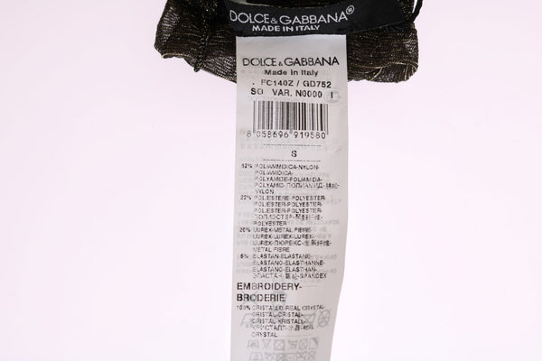 Dolce &amp; Gabbana Black Stretch Floral Clear Crystal -sukat