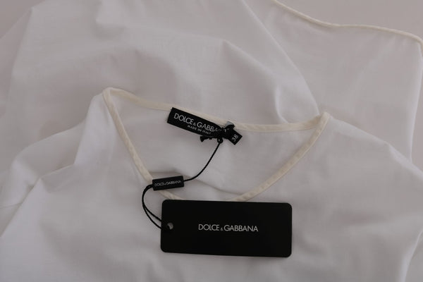 Dolce &amp; Gabbana White Cotton Silk T-paita