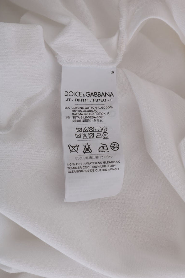 Dolce &amp; Gabbana White Cotton Silk T-paita