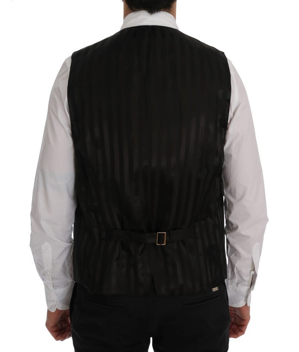 Dolce & Gabbana Elegant Striped Gray Wool Blend Waistcoat Vest