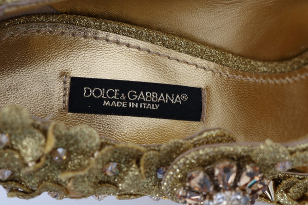Dolce &amp; Gabbana Gold kukkakristalli Mary Janes -pumput