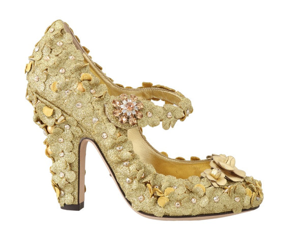 Dolce &amp; Gabbana Gold kukkakristalli Mary Janes -pumput